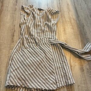 Lulu’s Amherst Black and White Striped Wrap Skort Romper Size XS